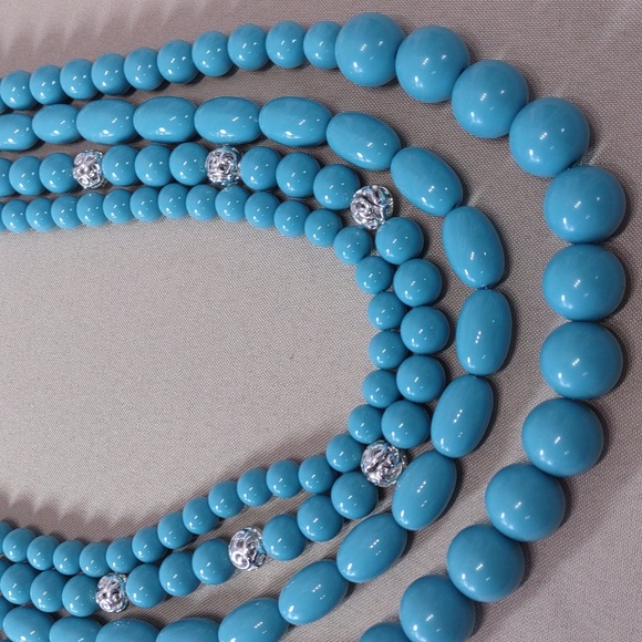 Joan Rivers 4 Strand Simulated Turquoise Layered Necklace - Picture 6 of 10